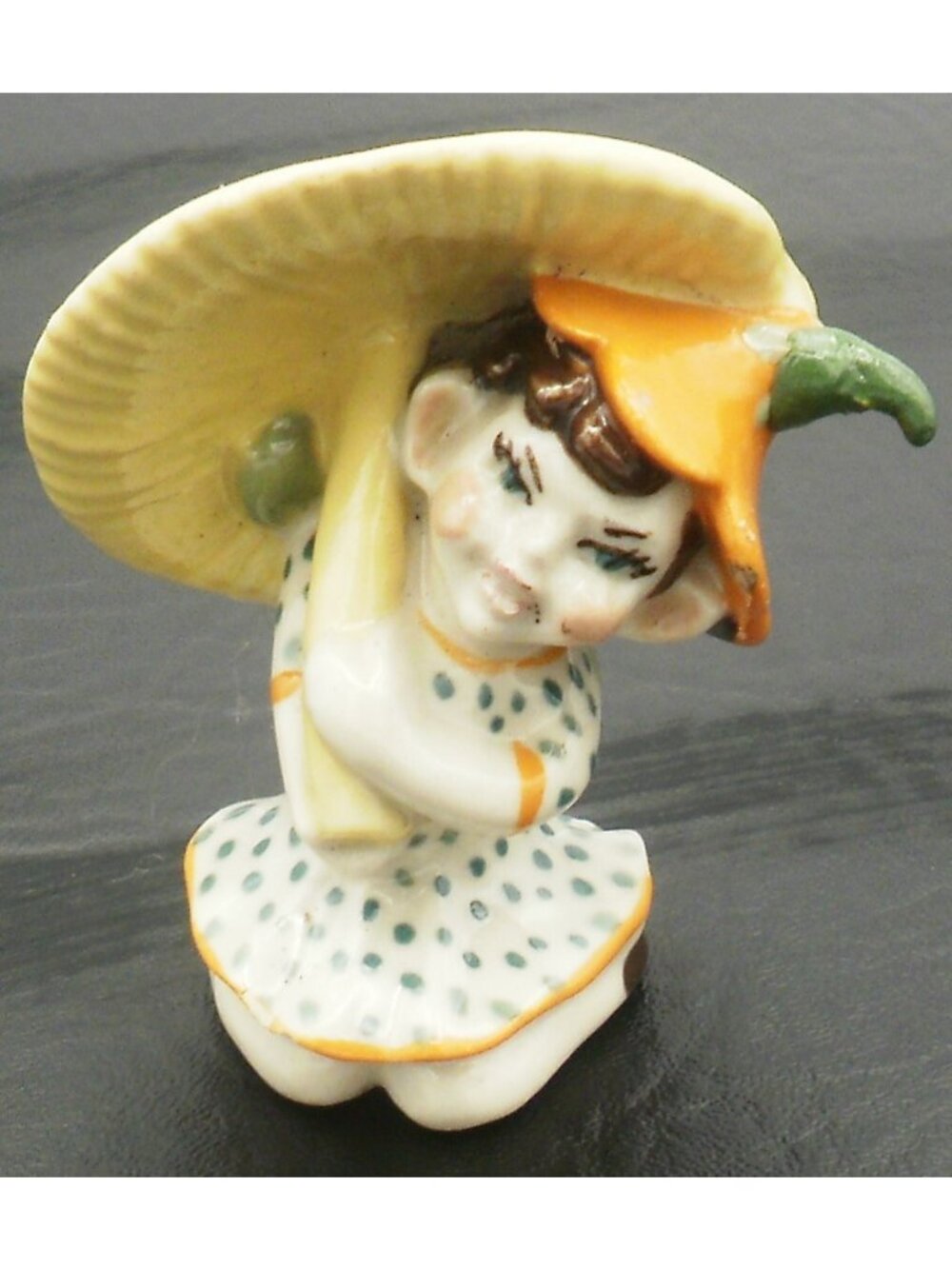 Norcrest Pixie Elf Under Mushroom Figurine Polka Dot Dress Hard to Find